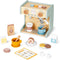 2-in-1 Toy Coffee Maker, Kids Wooden Coffee Maker Playset with 28 Pcs Play Kitchen Accessories for Girls & Boys