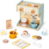 2-in-1 Toy Coffee Maker, Kids Wooden Coffee Maker Playset with 28 Pcs Play Kitchen Accessories for Girls & Boys
