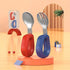 Toddler Utensils Set, Stainless Steel Forks and Spoons for Kids, Safe Self Feeding, Dishwasher Safe (Red+Blue)