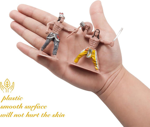 X Hot Popcorn 23 Pcs Miniature Indians Action Figures Plastic Indians Figurines for Diorama Supplies Scene Decoration