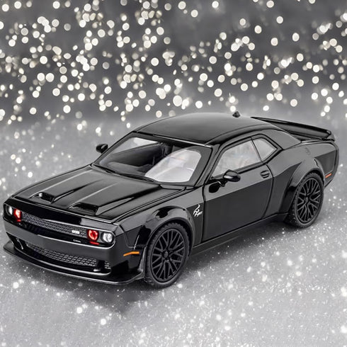 1/32 Dodge Challenger Hellcat Alloy Toy Car Model with Light and Sound, Pull Back Collectible Model Cars for Boys 3+