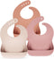 Set of 3 Silicone Bibs for Babies Toddler Girls - Soft Adjustable Waterproof Bibs for Baby Feeding Essentials