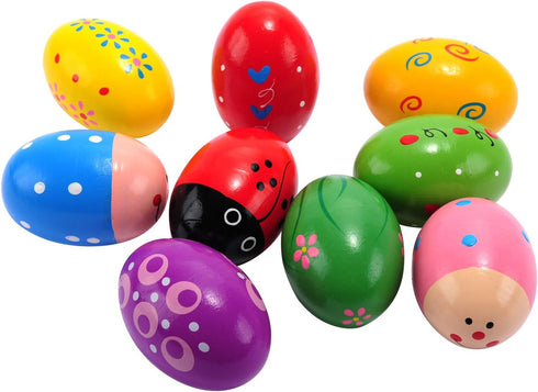 Easter Wooden Egg Shakers Maracas, 9 PCS for Party Favors and Classroom Supplies