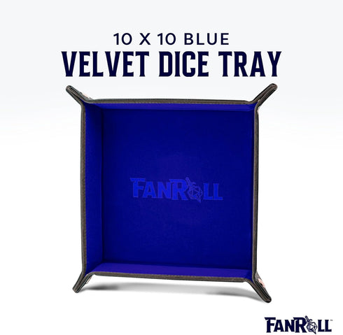 FanRoll by Metallic Dice Games Fold Up Velvet Dice Tray w/PU Leather Backing - Blue for RPG Dice Accessories