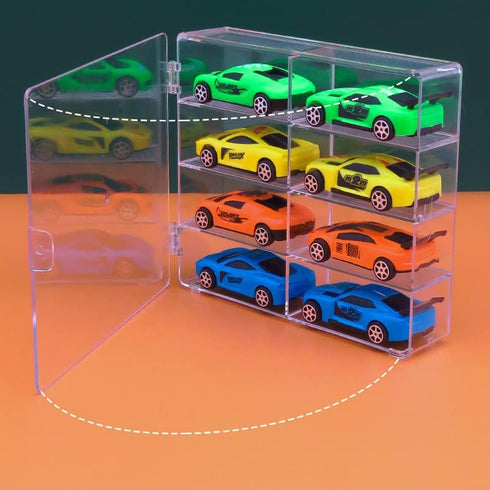 Hot 1/64 Scale Matchbox Wheels Toy Car Display Case, Holds 32 Cars, Dustproof Clear Organizer Box (4pcs)
