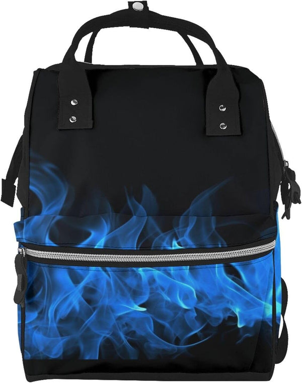 OUSIKA Blue Flame Print Diaper Bag Multifunction Laptop Backpack Travel Daypacks Large Nappy