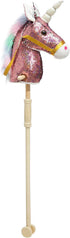 HollyHOME Sequin Unicorn Stick Horse, Handcrafted Hobby Horse with Real Pony Sounds, Plush Toy, Pink 36 Inches