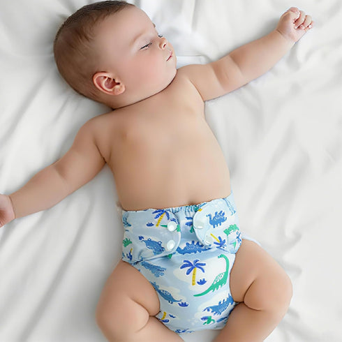 1 (7-17lbs) BISENKID Waterproof Cloth Diaper Cover Reusable Swim Diaper - Adjustable Outer Shell Over an Absorbent