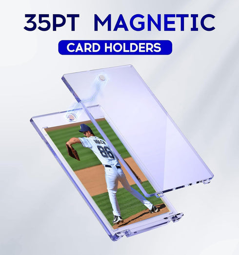 Basthalan 50ct 35pt Magnetic Card Holder, One Touch Card Holder, U-V Protectors Hard Plastic for Trading Cards, Magnet
