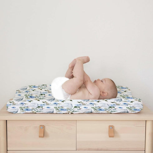Watercolor Swan Boho Floral Changing Pad Covers, Retro Flowers, Soft Breathable Stretch Baby Mats 32''x16'' White