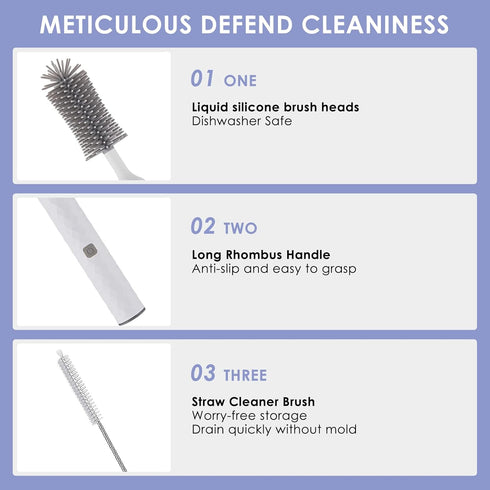 soarup90000 Set Electric Baby Bottle Brush with Electric Bottle Brush and Silicone Bottle/Nipple Brush, Long Straw