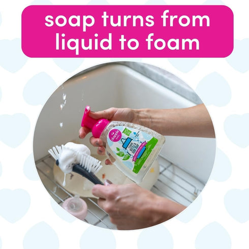 (2 Pack) 30 oz Dapple Baby Fragrance-Free Foaming Bottle & Dish Soap Refill - fl - Plant-Powered Cleaner for Baby