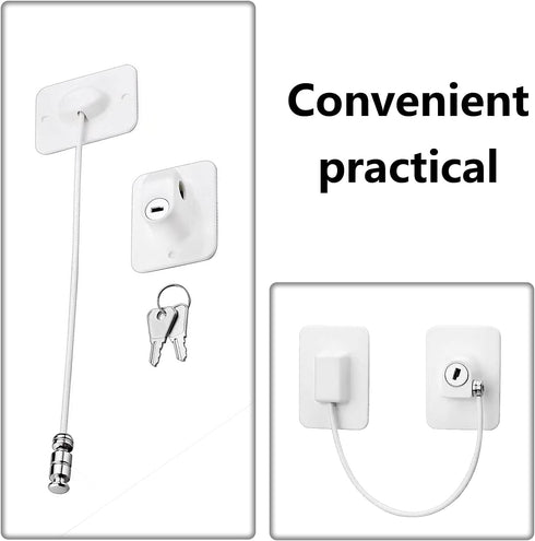 Upgrade 2025 Window Door Lock, 2Pcs Adhesive Cable Restrictor with Keys, Baby Child Safety Anti-Theft Lock