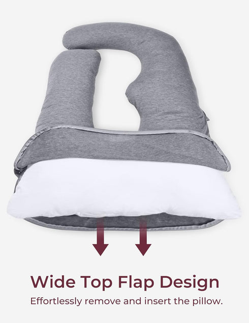Momcozy 57-inch 55/57 Inch Pregnancy Pillow Cover u Shaped, Large Pregnancy Body Pillowcase Removable, Soft & Machine