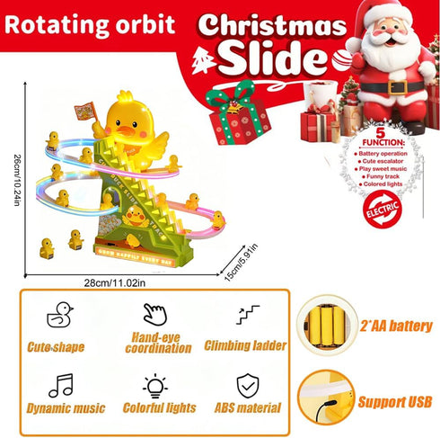 RCOOS Set Duck Climbing Toy Electric Light Slide Climbing Toys for Automatic Stairs,Playful Santa Race Game Christmas