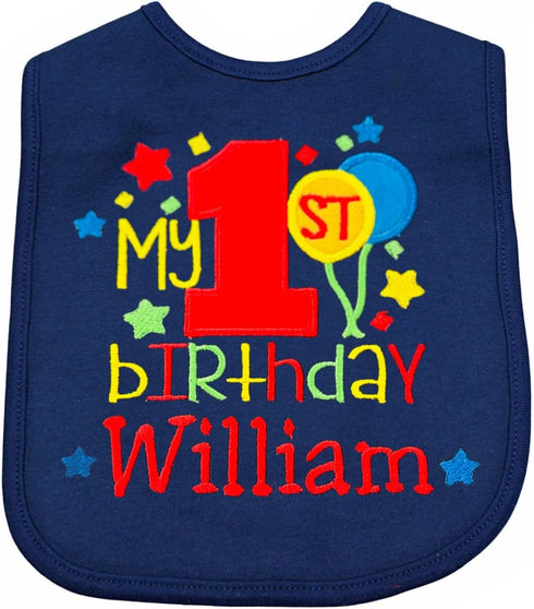 First Birthday Boy Bib Smash Bib Personalized with Baby Name
