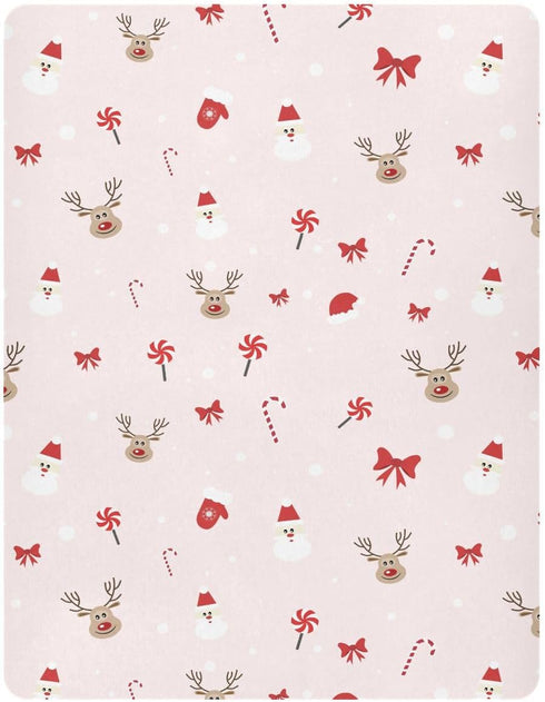 SDMKA 28x52 Inch Christmas Pattern Crib Sheets for Boys Girls - Portable Microfiber Fitted Crib Sheet for Standard Crib