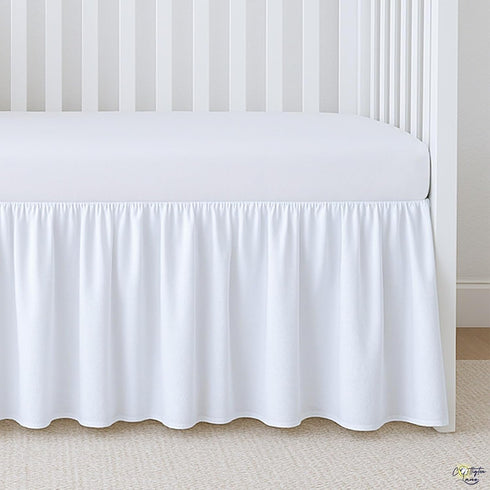 100% 28" 52" 14" Cottington Lane White Infrant Crib Bed Skirt Dust Ruffle with Split Corner, Natural Cotton Nursery