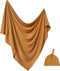 Newborn Swaddle Blanket with Hat Set - Hospital Receiving Blankets for Girls Boys (Copper, 35"*35")