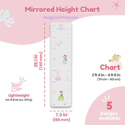 MYRO - Mirrored Height Chart for Children Shatterproof Acrylic Growth Chart for Nursery, Bedroom, School Locker