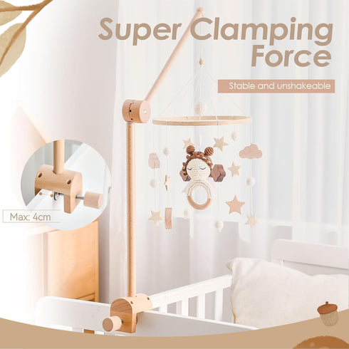 HI BABY MONMENT Crib Mobile Arm - Rotating Baby Mobile Hanger, Natural Beech Wood, Mobile Stand for Crib Nursery Decor