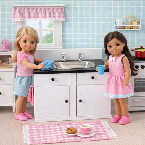 Countertop, 1:12 6 Inch Dollhouse Kitchen Sink Cabinet, Mini White Scale Furniture for Dolls