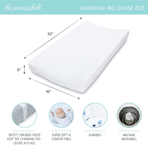 Set 2 The Peanutshell Baby Girl or Boy Changing Pad Covers of - Ultra Soft, Plush Baby Cover - Fits Standard Changing