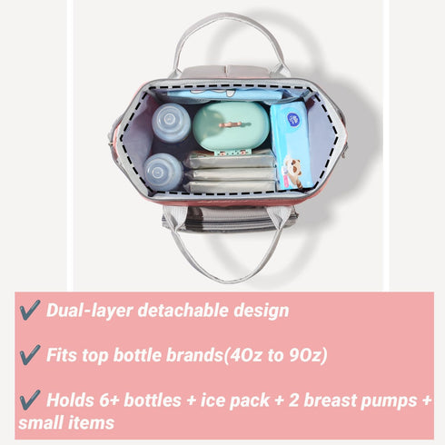Generic Pack Backpack, 6+ 9 Breastmilk Cooler Bag with Ice Waterproof Double-Layer Insulated Breast Pump Fits Baby