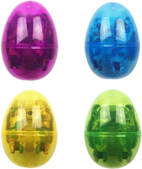 4 Pack Jumbo Soldier Deformation Easter Eggs - Toys Inside for Kids, Boys, Girls Easter Gifts, Basket Stuffers