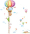 DECOWALL BS-1606 Animal Hot Air Balloon Growth Chart - Kids Wall Stickers, Peel and Stick Removable Decals