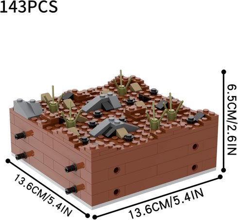 WW2 Battlefield Ground Military Building Block Set(143PCS).WW2 Building Block Fun for Kids and History Buffs.