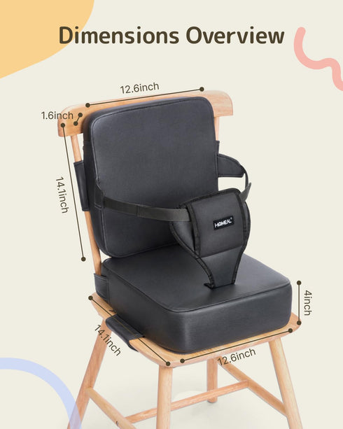 HOMEAL Booster Seat for Kitchen Chair, Breathable Toddler Booster Seat for Dining Table with Backrest and Adjustable