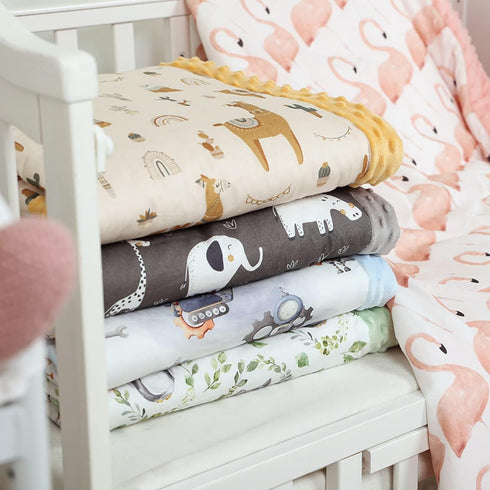 Owl Leaf Wreath Printed Baby Receiving Blanket, 29.5" x 47.2", Cozy Minky Fleece with Double Layer Dotted Backing