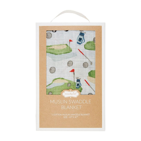 47x47 Inch (Pack 1) Mud Pie Muslin Swaddle, Golf