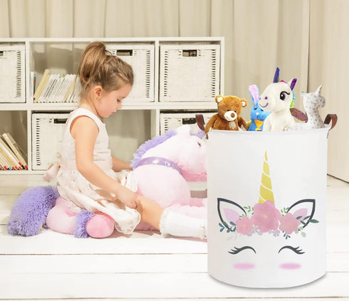 CLOCOR Pink Unicorn Laundry Basket, Kids Toy Storage Bin, Baby Girls Dirty Clothes Hamper (Pink Unicorn)