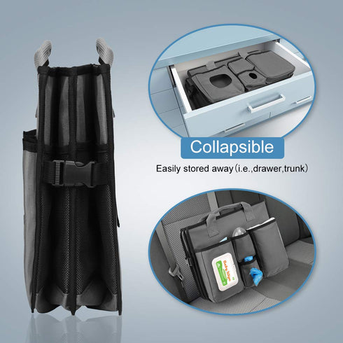 Collapsible Trunk Organizer & Diaper Changing Station, Baby Diaper Caddy Organizer with Movable Dividers, Easy-to-Reach