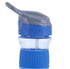 Nuby Thirsty Kids Push Button Flip-it Soft Spout Water Bottle, Easy Grip Band, Blue Sharks, 12 Oz