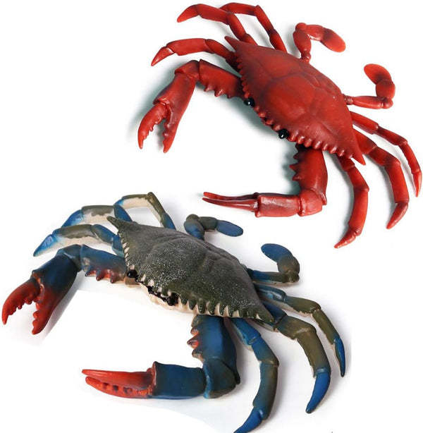 Gemini&Genius 2Pcs Crabs Marine Animal Action Figures, Educational Ocean Model Toys for Kids