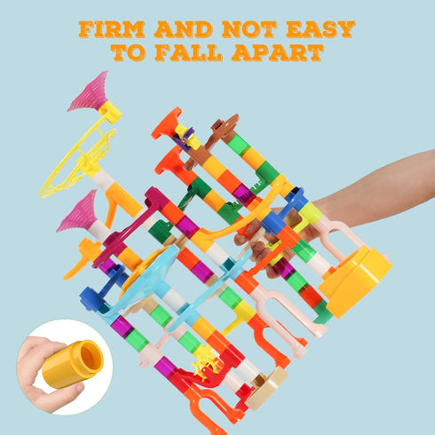 Marble Run - 166Pcs Marble Maze Building Block Toys for Kids - STEM Learning Toys Marble Track Race Set with 30 Glow in
