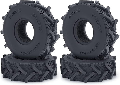RCHUBAM 4PCS 1.0" Micro Crawler Tires - Rubber Mud Tires for 1/18 TRX4M 1/24 Axial SCX24 RC Crawler Car (62mm)
