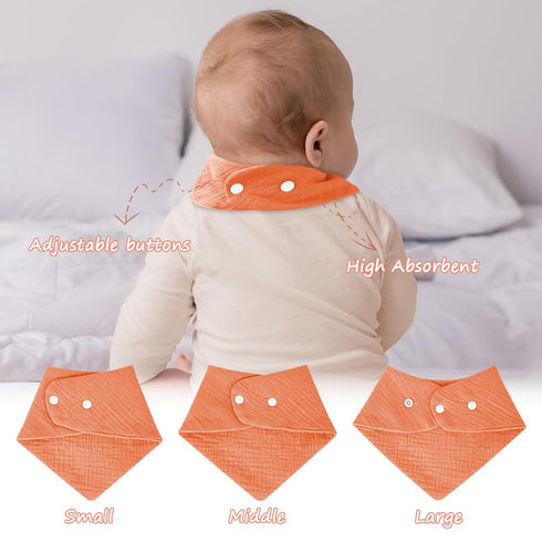 Muslin Baby Drooling Bibs, 10PCS Bandana Drool Bibs, Snap Muslin Cotton for Girls, Boys, Strong Water Absorption