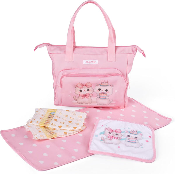 BABESIDE 5 Pcs Baby Doll Diaper Bag Set, Cute Cat Patterns Baby