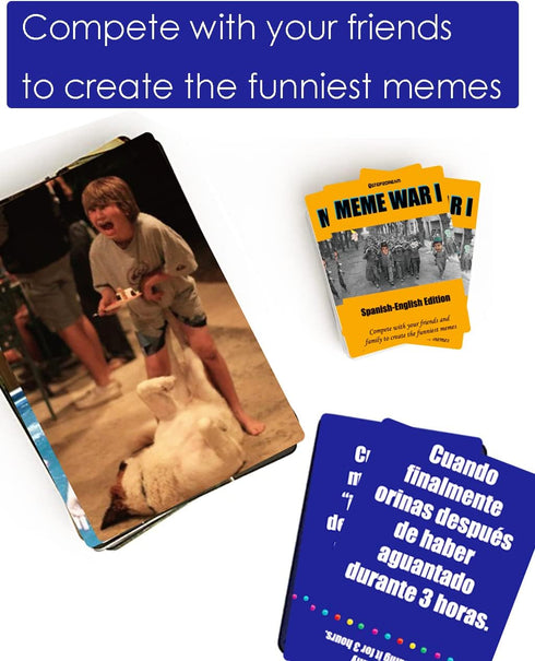 Bilingual Spanish English Meme War Card Game - Funny Cards Family Board Games