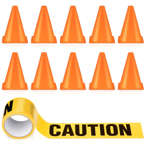 Frienda 11 Pcs Construction Birthday Party Decorations Set with Mini Traffic Cones
