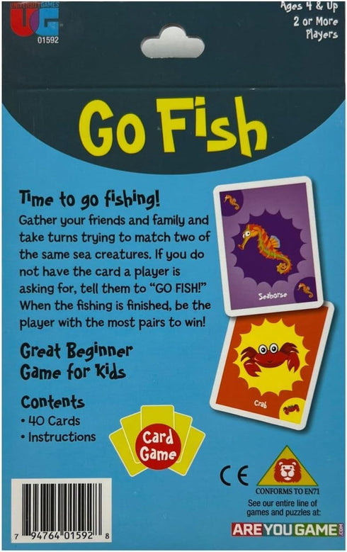 University Games Go Fish Card Game - Jumbo Size Colorful Animal Cards for Kids Ages 4 and Up