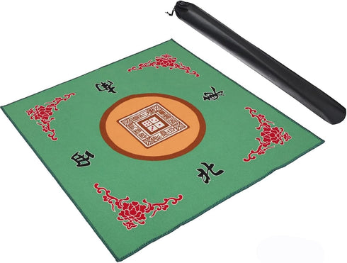 Mahjong Mat: Anti Slip and Noise Reduction Table Cover for Mahjong, Poker, Card, Board & Tile Games (Green, 31.5 inches)