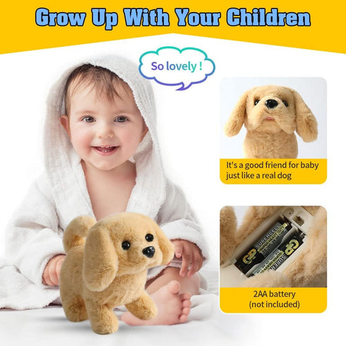 Plush Golden Retriever Toy - Electronic Interactive Puppy, Walking, Barking, Tail Wagging Companion for Kids