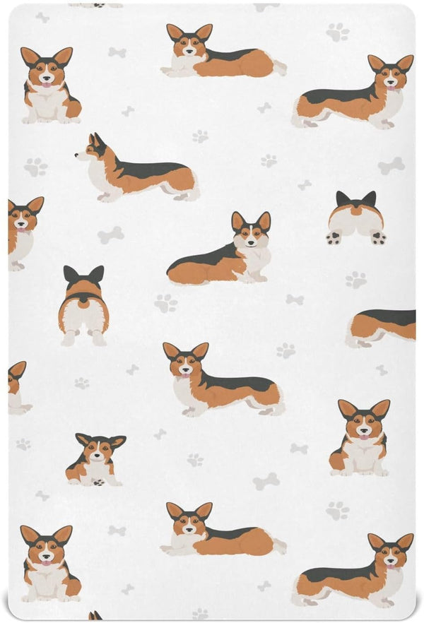 Welsh Corgi Pembroke Tricolor Toddler Baby Sheets for Crib, Mini Crib Mattress