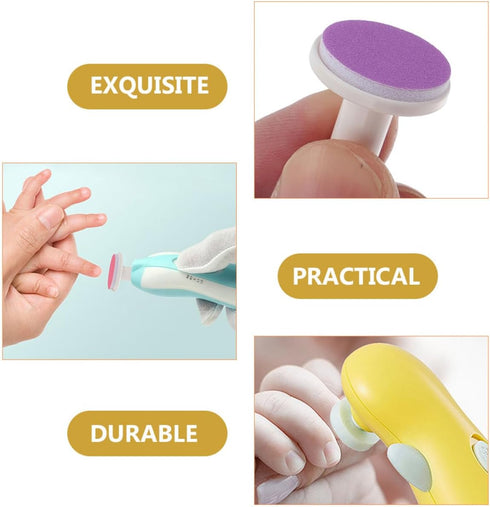 Trimmer 12-Piece Set Electric Baby Nail Pads for Newborns Colorful Nail Grinding Files High-Quality Replacement Heads
