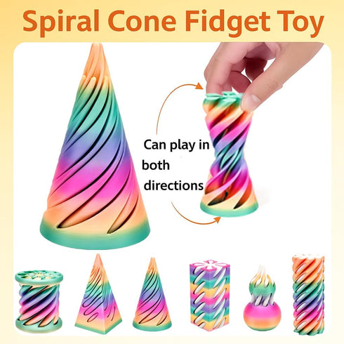 9 Packs Toy,3D Impossible Cone,Spiral Cone Fidget Toy Impossible Pyramid Passthrough Printed Spiral Cone Fidget